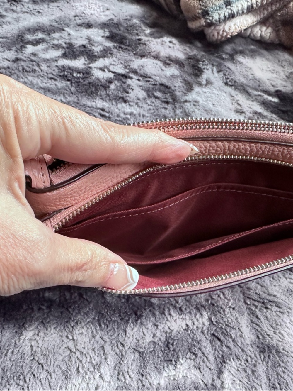 Coach Pebbled Leather Wristlet in Blush - Picture 3 of 8